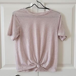 Preppy Front tied Striped Tee